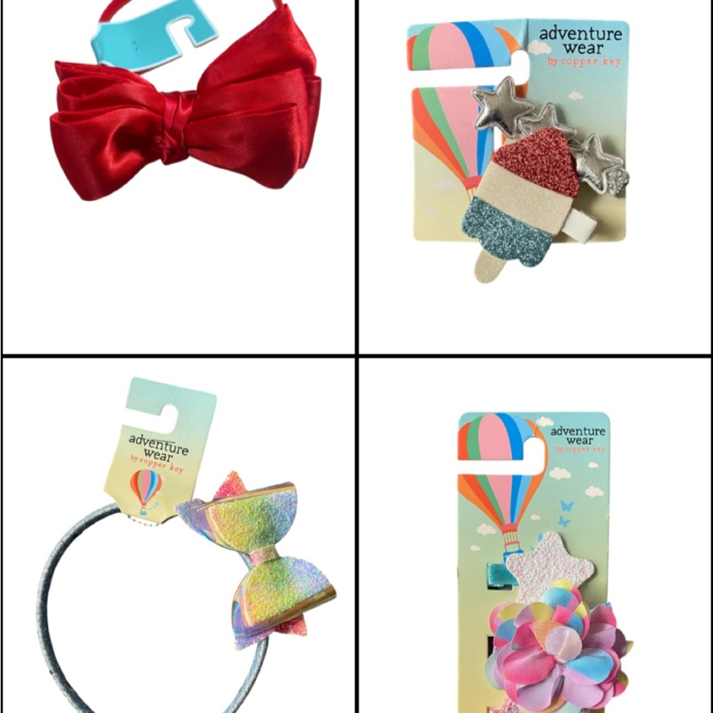 Copper Key Glitter Popsicle and Stars Hair Clip Set